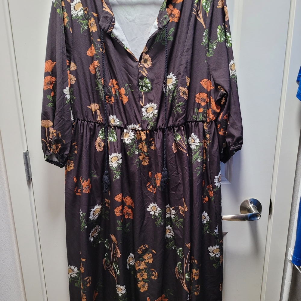BloomChic Black Floral Long Sleeve Dress